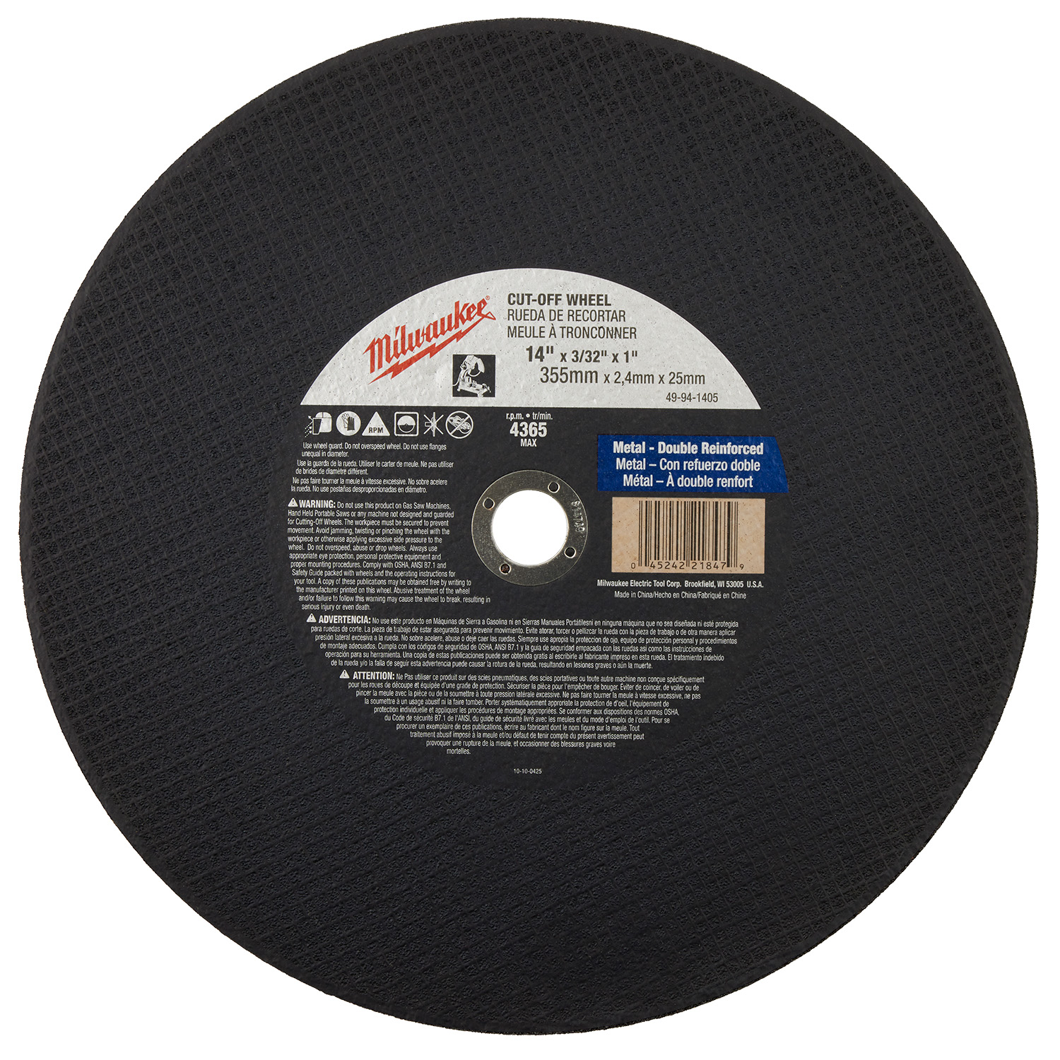 Disco de Corte Milwaukee 49-94-1405 Milwaukee Tronzadora