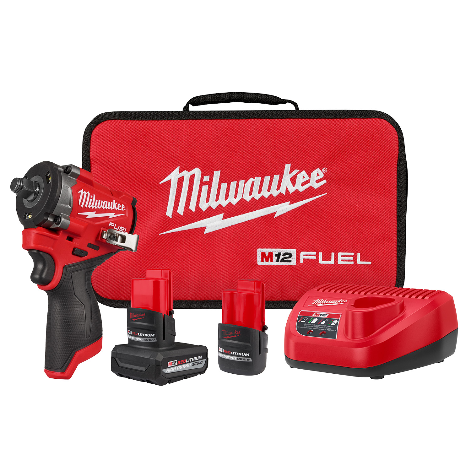 Kit De Llave De Impacto M12 Fuel De 1/2 2563-22 Milwaukee Color Rojo